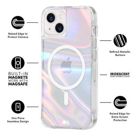 Case-Mate Soap Bubble MagSafe - Étui pour iPhone 15 Plus (Iridescent)