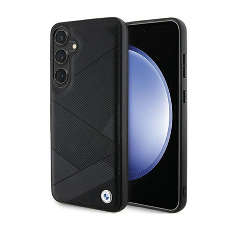 BMW Signature Leather Crossing Lines Pattern - Étui Samsung Galaxy S24+ (noir)