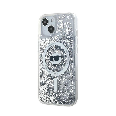 Karl Lagerfeld Liquid Glitter Choupette Head MagSafe - Hülle für iPhone 15 / 14 / 13 (Transparent)