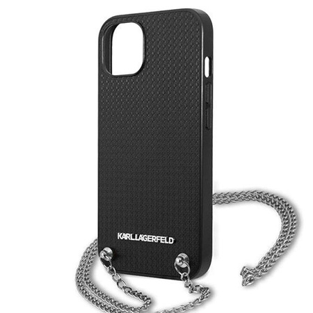 Karl Lagerfeld Cuir texturé et chaîne - étui pour iPhone 13 mini (noir)