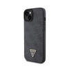 Guess Leder 4G Triangle Strass - iPhone 15 Tasche (schwarz)