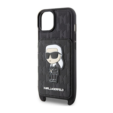 Karl Lagerfeld Crossbody NFT Saffiano Monogram Iconic - Coque iPhone 14 (Noir)