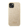 Guess Glitter Flakes Metal Logo Case - iPhone 14 Case (Gold)