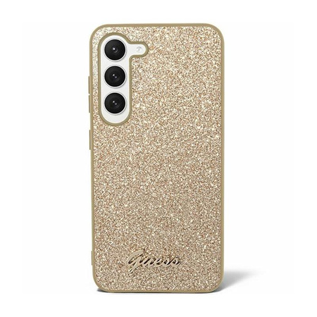 Guess Glitter Flakes Metal Logo Case - Samsung Galaxy S24 Case (Gold)