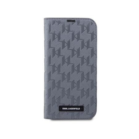 Karl Lagerfeld Booktype Saffiano Monogramm - iPhone 14 Tasche (Silber)