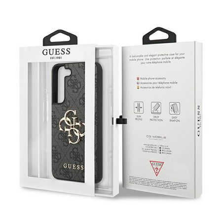 Guess 4G Großes Metall-Logo - Samsung Galaxy S23 Tasche (grau)