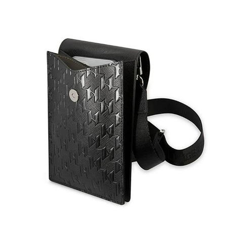 Karl Lagerfeld Monogram Ikonik Patch Wallet Phone Bag - Smartphone and Accessory Bag (Black)