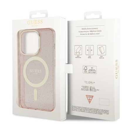 Guess Glitter Gold MagSafe - iPhone 14 Pro Case (Pink)