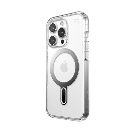 Speck Presidio Perfect-Clear ClickLock & Magsafe - iPhone 15 Pro Case (Clair / Finition Chrome / Argent Serein)