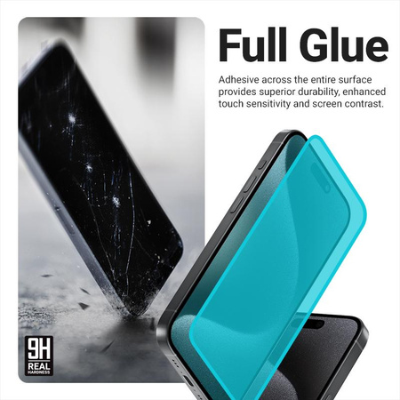 Crong 3D Armour Glass - 9H tvrzené sklo Full Glue pro iPhone 16 / iPhone 15 + instalační rám