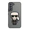 Karl Lagerfeld Saffiano Ikonik Patch - pouzdro pro Samsung Galaxy S22 (stříbrné)