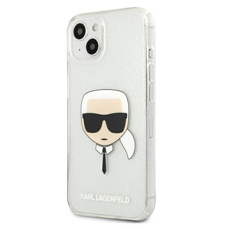 Karl Lagerfeld Karl's Head Glitter - Case for iPhone 13 mini (Silver)