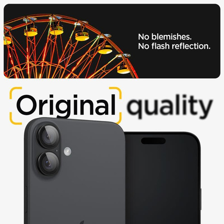 Spigen Optik Pro GLAS.TR EZ Fit Camera Protector 2-Pack - lencsevédő üveg iPhone 16 / 16 Plus készülékhez (2 db) (Fekete)