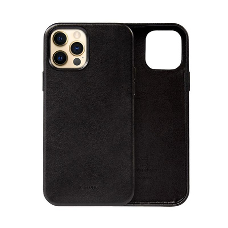 Crong Essential Cover - Etui en cuir pour iPhone 12 Pro Max (noir)