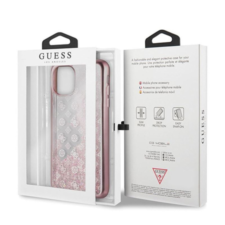 Guess 4G Peony Liquid Glitter - Coque iPhone 11 Pro Max (rose)