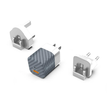 Energizer Ultimate - Multiplug EU / UK / US GaN USB-C és USB-A 38W PD + QC3.0 utazási töltő (ezüst)