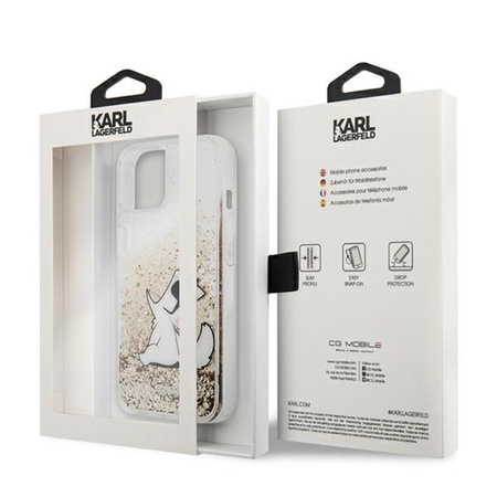Karl Lagerfeld Liquid Glitter Choupette Fun - pouzdro pro iPhone 13 Mini (zlaté)
