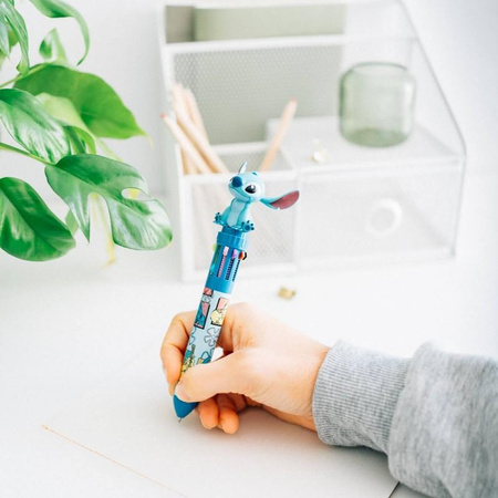 WIELOKOLOROWY DŁUGOPIS STITCH 10 KOLORÓW DLA DZIECI DO SZKOŁY Z FIGURKĄ