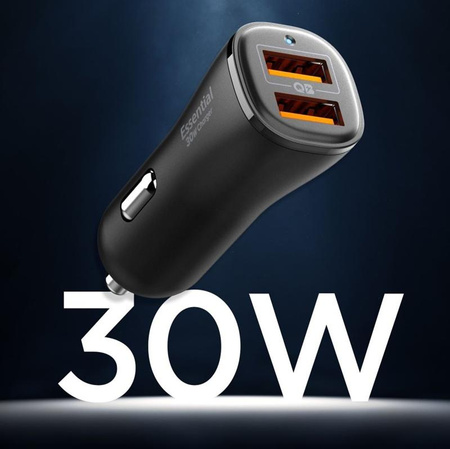 Spigen Essential EV302 - Nabíječka do auta 2x USB-A 30W (černá)