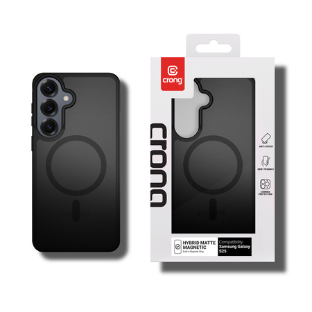 Crong Hybrid matt mágneses - MagSafe tok Samsung Galaxy S25 (fekete)
