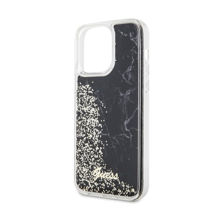 Guess Liquid Glitter Marble - iPhone 14 Pro Max Tasche (Schwarz)