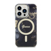 Guess Golden Marble MagSafe - Coque pour iPhone 14 Pro Max (Noir)