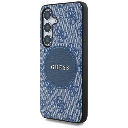 Guess 4G Round Patch Classic Logo MagSafe - étui pour Samsung Galaxy S25+ (bleu)