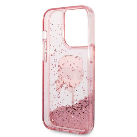 Karl Lagerfeld Liquid Glitter NFT Karl's Head - Hülle für iPhone 14 Pro Max (Pink)