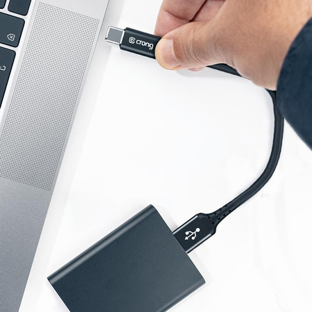 Crong Armor Link - 60W PD 3A USB-A - USB-C kábel 25cm (fekete)