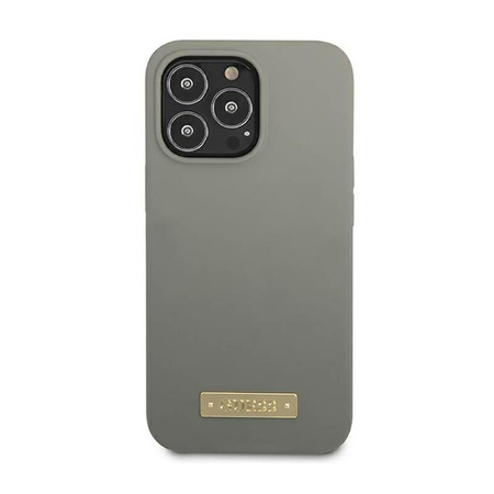 Guess Silikon Logo Platte MagSafe - iPhone 13 Pro Max Hülle (grau)
