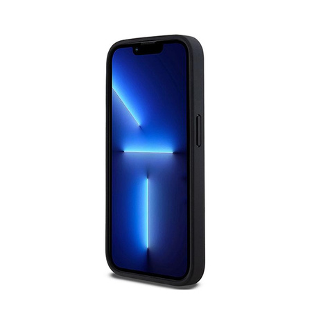 DKNY Leather Mono Stripe & Metal Logo - Tasche für iPhone 15 Pro (schwarz)