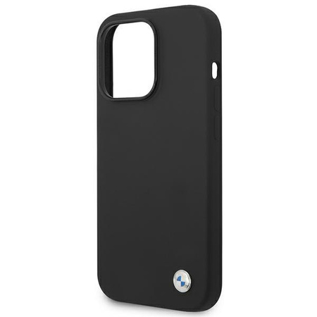 BMW Liquid Silicone Case Metal Logo - iPhone 14 Pro Case (Black)