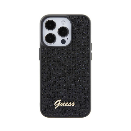 Guess Disco Metal Script - Coque pour iPhone 15 Pro (noir)