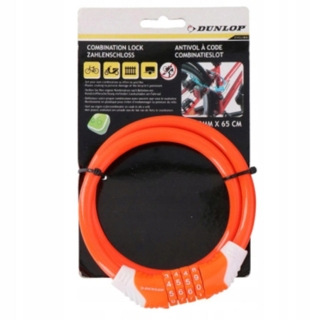 Dunlop - kódový zámek na kolo proti krádeži (oranžový)