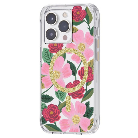 Rifle Paper Clear MagSafe - Gold Decorated iPhone 14 Pro Case (Rose Garden)