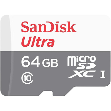 Carte mémoire SanDisk Ultra microSDXC - 64 Go Class 10 UHS-I 100MB/s avec adaptateur