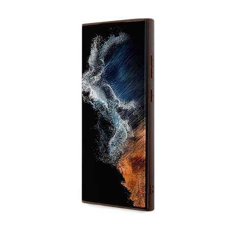 Guess 4G Collection Leather Metal Logo MagSafe - Hülle für Samsung Galaxy S24 Ultra (Braun)