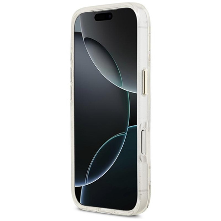 Guess IML Glitter Flowers Triangle MagSafe - Case iPhone 17 Pro (white)