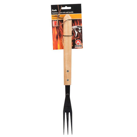 BBQ essential fork long with wooden handle 41 cm