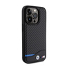 BMW Leather Carbon Blue Line MagSafe - iPhone 15 Pro Case (black)