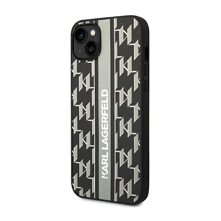 Karl Lagerfeld Monogram Stripe - iPhone 14 tok (szürke)