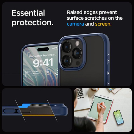 Spigen Ultra Hybrid - Hülle für iPhone 15 Pro (Marineblau)