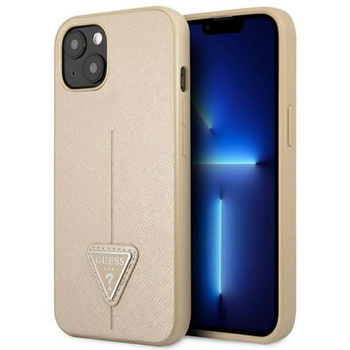 Guess Saffiano Triangle Logo Tasche - iPhone 14 Plus Tasche (beige)
