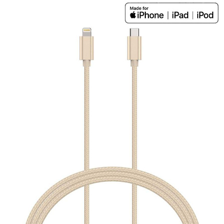 Kanex DuraBraid - Câble de connexion USB-C (Power Delivery) vers Lightning certification MFi 1,2 m (Or)