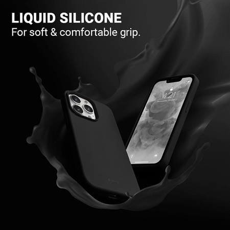 CZARNE ETUI SILIKONOWE DO IPHONE 13 PRO Crong Z MIKROFIBRĄ ELEGANCKIE
