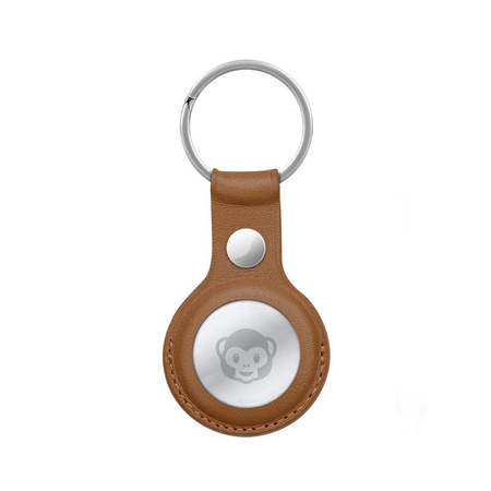 Crong Leather Case with Key Ring - Étui de protection en cuir avec porte-clés pour Apple AirTag (marron)
