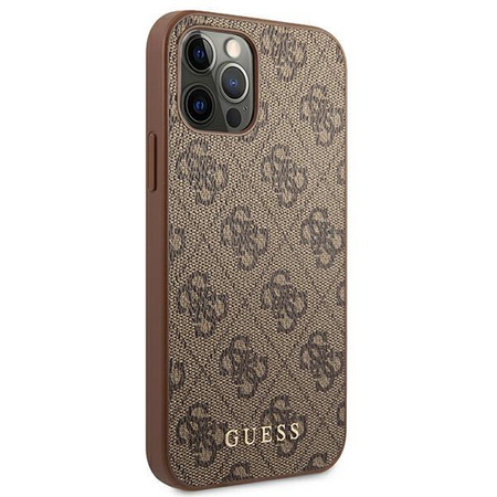 Guess 4G Metal Gold Logo - Coque iPhone 12 / iPhone 12 Pro (marron)