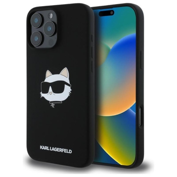 Karl Lagerfeld Silikon Choupette Head Print MagSafe – Hülle für iPhone 16 Pro (schwarz)