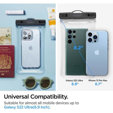 Spigen A610 Universal Waterproof Float Case - Étui pour smartphones jusqu'à 6,9" (transparent)