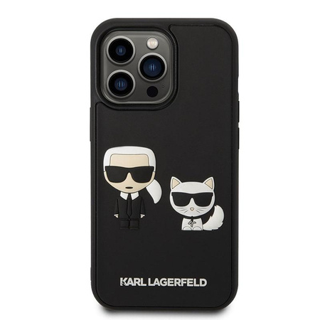 Karl Lagerfeld Ikonik 3D Karl & Choupette - pouzdro pro iPhone 14 Pro (černé)